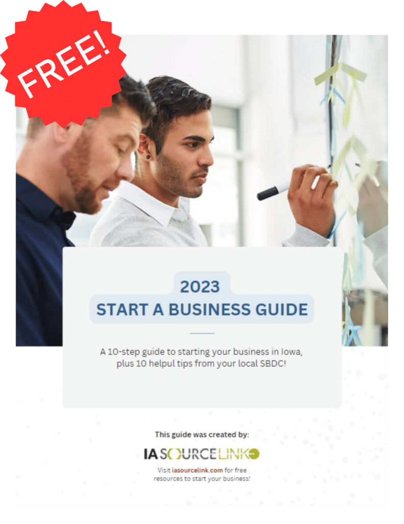 startup guide cover with two men working on a business plan by writing on sticky notes on a wall